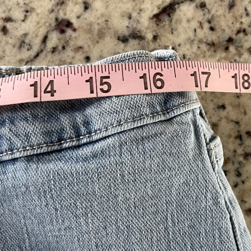 Bohme Wide Leg Jeans Womens‎ 30 Light Wash Pinstripe Patch Utility FL2112HR-BH